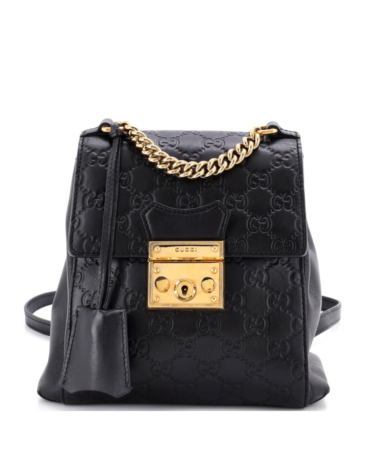 Pre-Owned Gucci Mini Padlock Backpack Guccissima Leather - Black