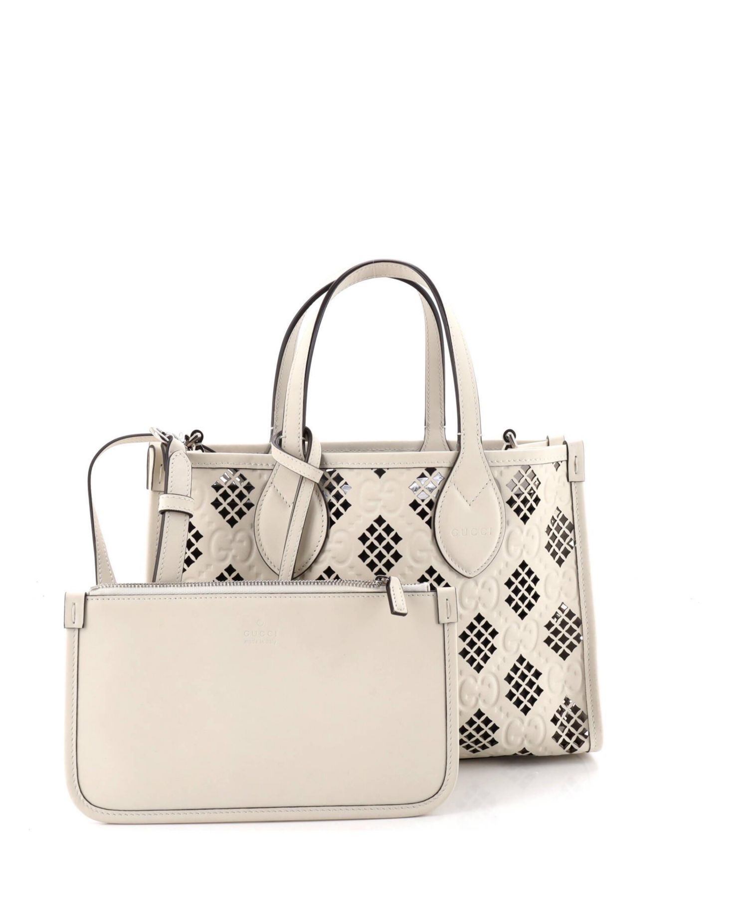 Small Convertible Tote GG Debossed Laser Cut Leather