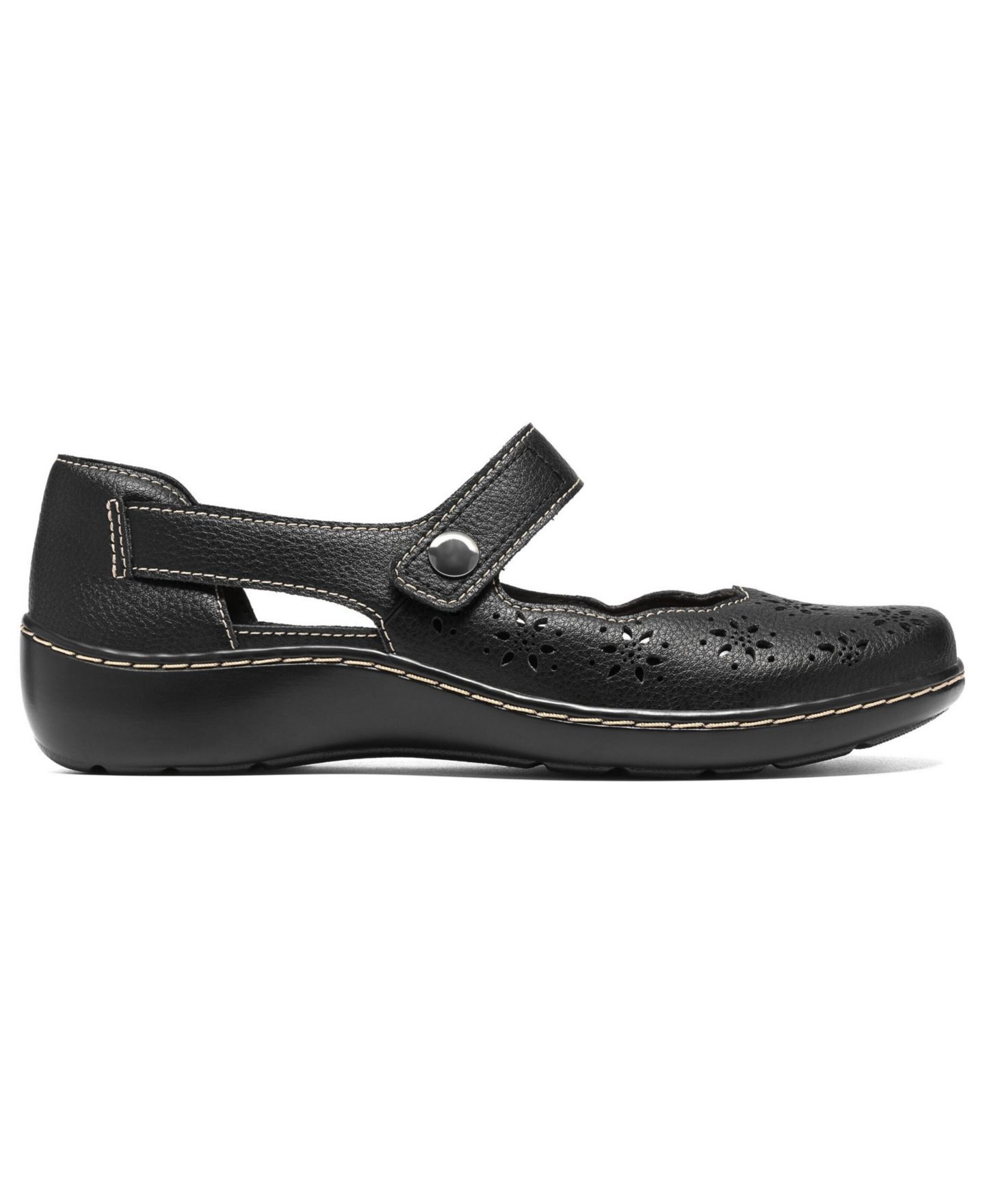 Женские балетки Clarks Cora Mary Jane Flats, цвет: Чёрный разноцветный кожаный — фото 2