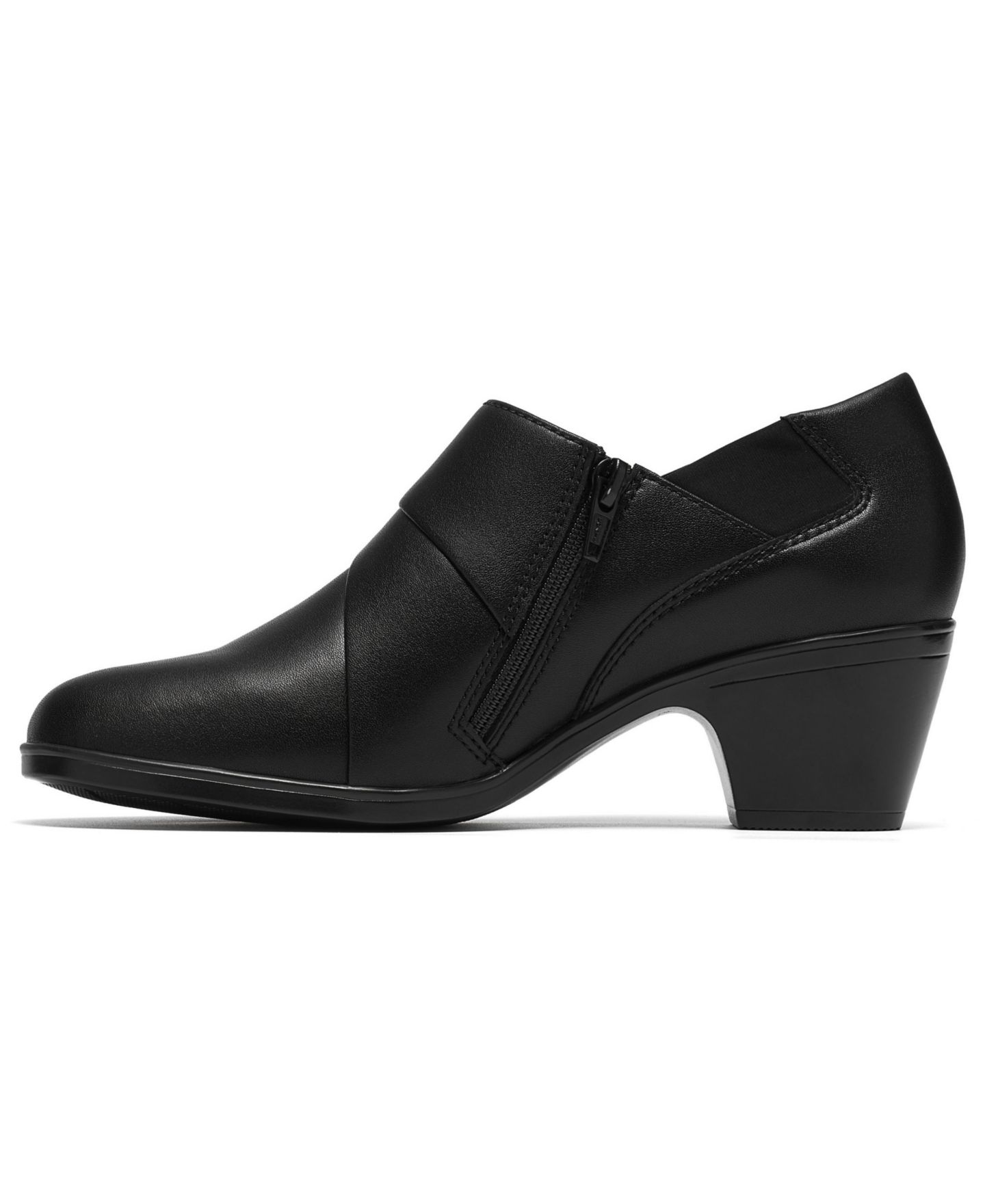 Женские туфли Clarks Emily2 London Block Heel Round Toe Leather Shooties, цвет: Чёрный кожаный — фото 6
