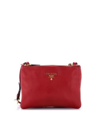 Small Double Zip Crossbody Bag Vitello Daino