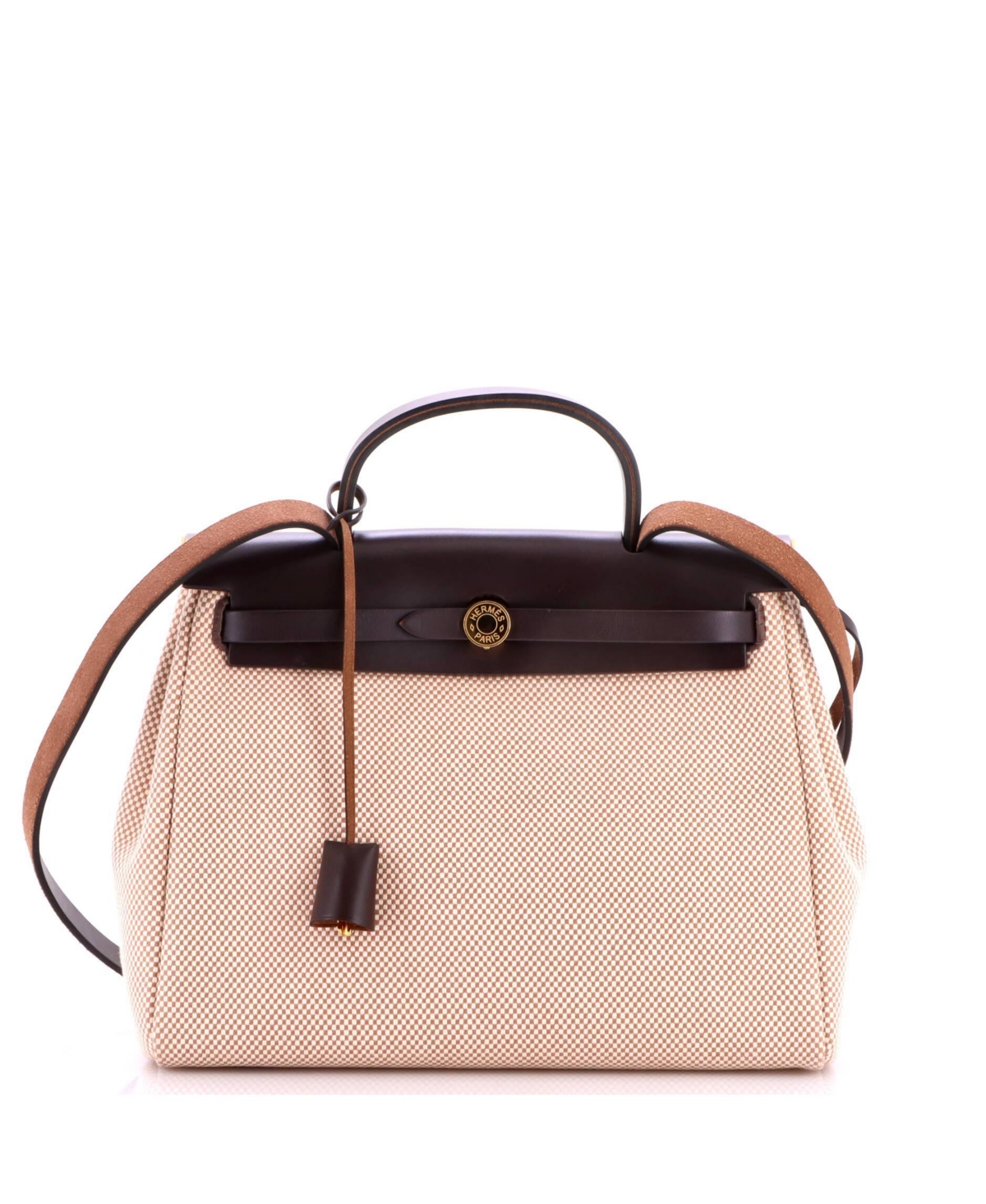 Pre-Owned Hermes 31 Herbag Zip Criss Viking Toile and Leather - Brown