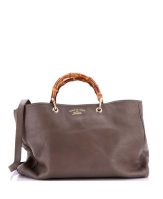 Large Bamboo Shopper Tote Leather