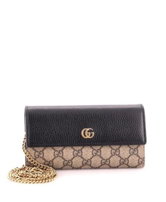 GG Marmont Coated Canvas and Leather Chain Continental Wallet