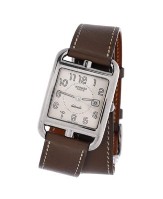 Pre-Owned Hermes Cape Cod Double Tour Automatic Watch in Stainless Steel and Leather 29mm