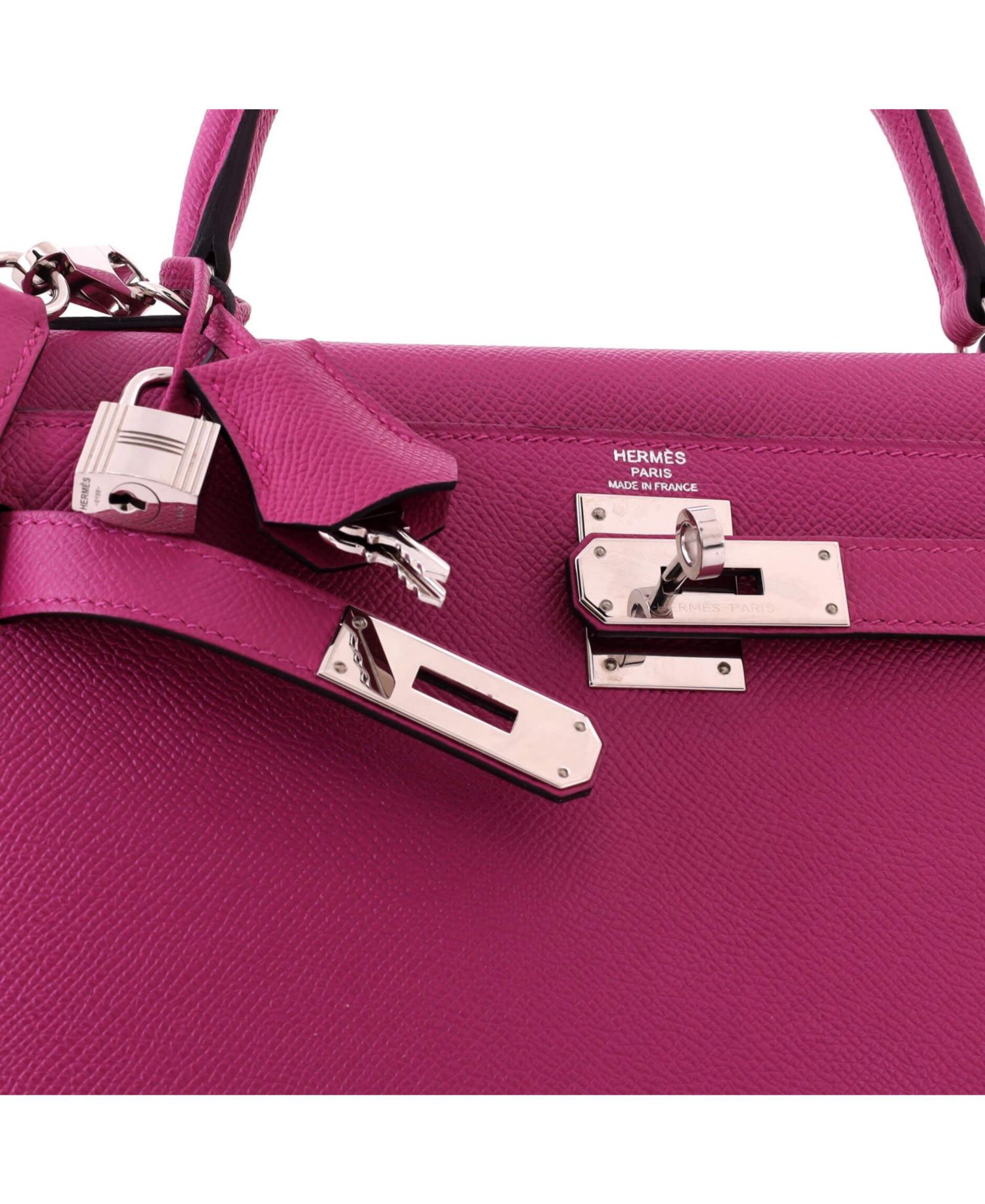 Pre-Owned Hermes Kelly 28 Handbag Pink Epsom with Palladium Hardware