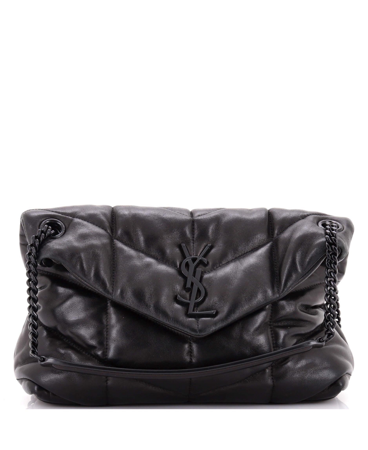 Pre-Owned Saint Laurent Small Loulou Puffer Shoulder Bag Quilted Leather - Black