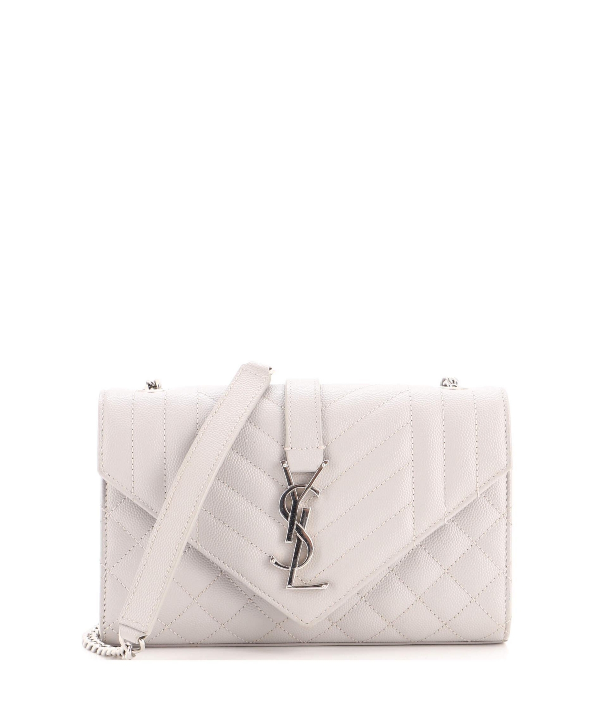 Pre-Owned Saint Laurent Small Classic Monogram Envelope Satchel Mixed Matelasse Leather - Grey