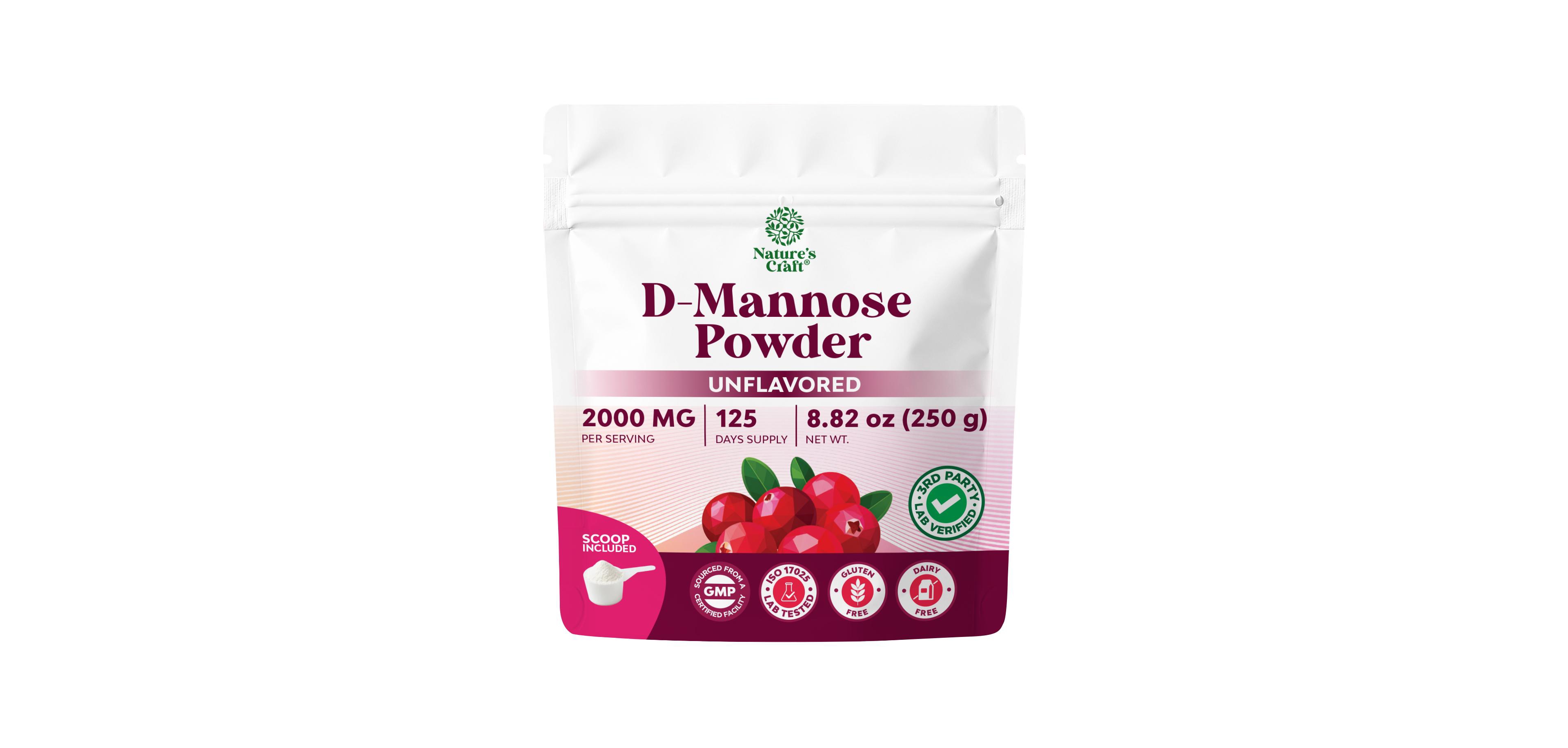 Nature's Craft D-Mannose Powder, Unflavored, 2g Per Serving, 8.82 oz (250g)