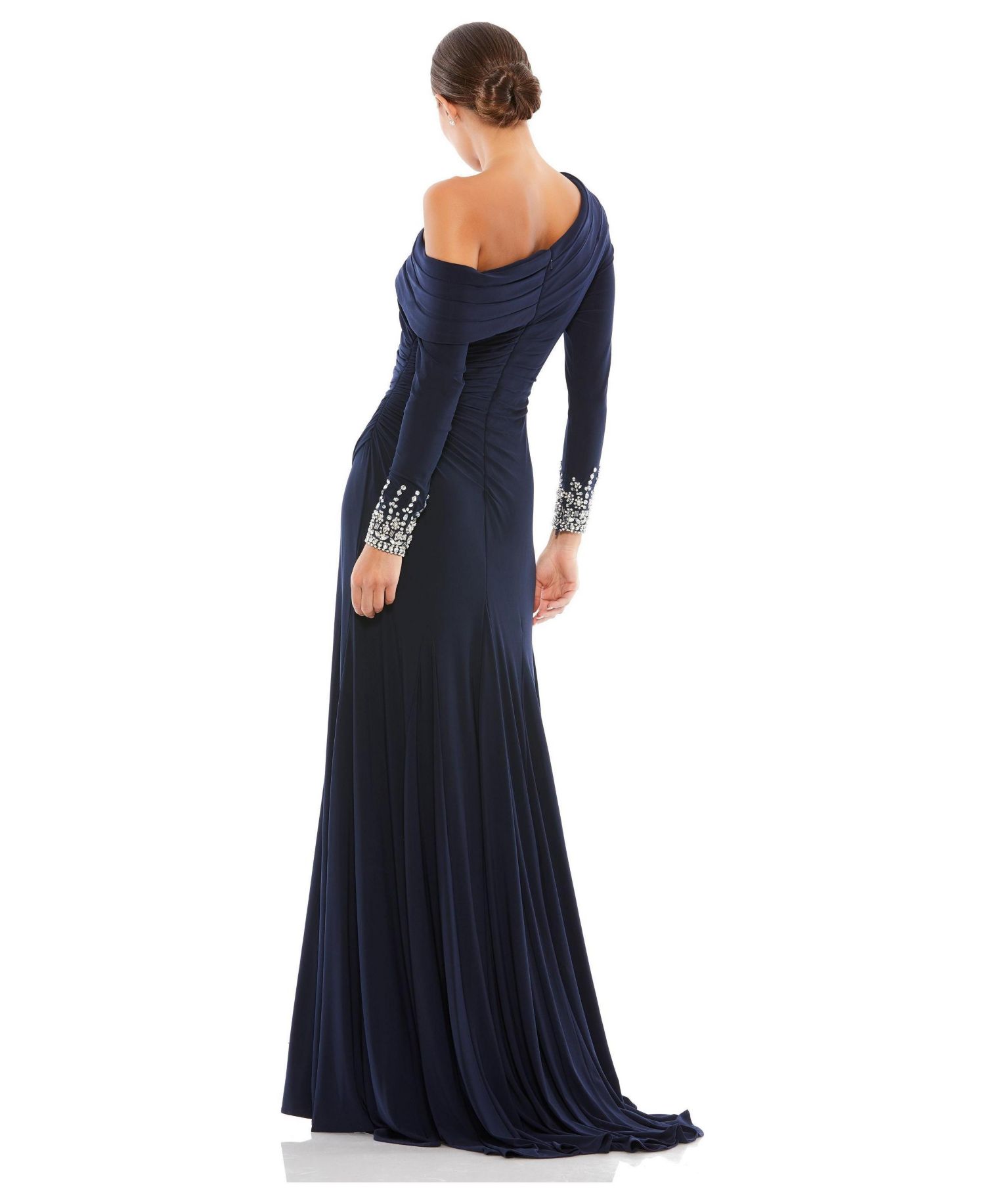 Women's Beaded Cuff Drop Shoulder Faux Wrap Gown