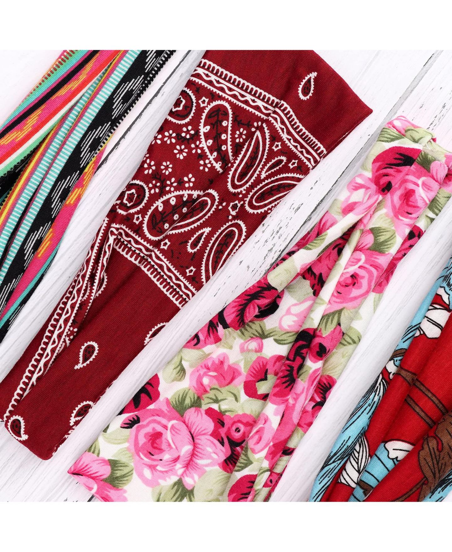 Женские аксессуары для волос peneyon Non-Slip Stretchy Yoga Headbands, 16-Pack, цвет: 16 Pack Retro B — фото 5
