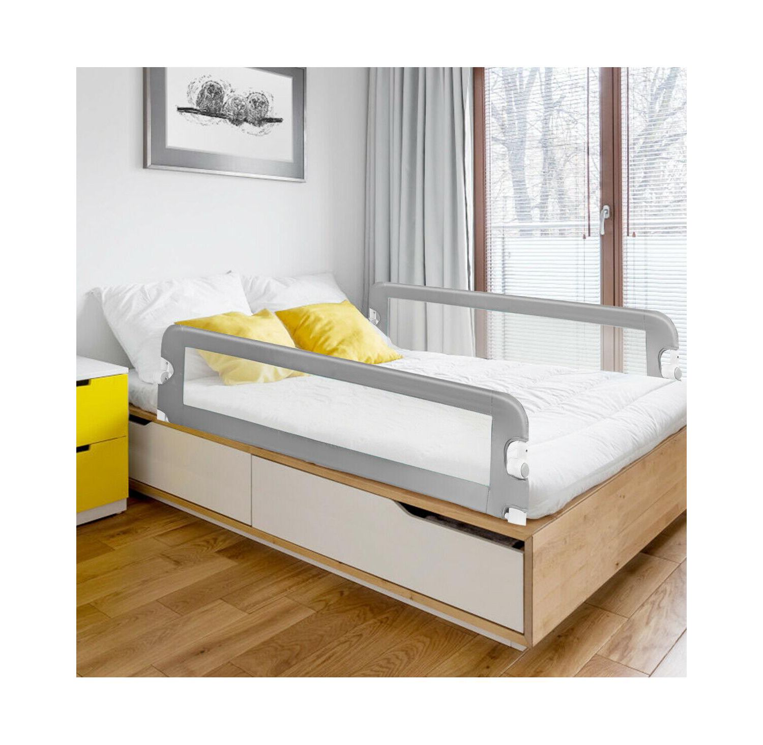 Extra Long Foldable Bed Guard Rail for Children, Easy to Install and Store
