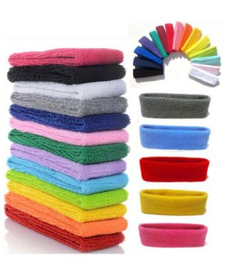 12 Pack Cotton Stretchy Athletic Headbands For Sports Yoga Fashion