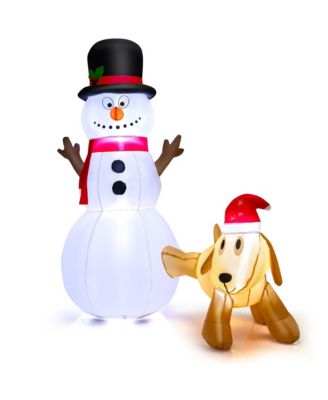 6 FT Tall Inflatable Snowman and Dog Set Christmas Decoration w/ LED Lights