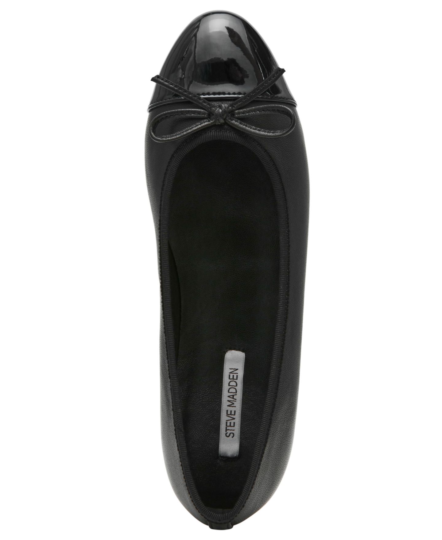 Женские балетки Steve Madden Kit Cap-Toe Leather Ballet Flats, цвет: Чёрный — фото 4