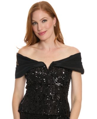 Women's Off The Shoulder Sequin Crop Top