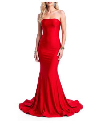 Women's Strapless Mermaid Satin Evening Gown