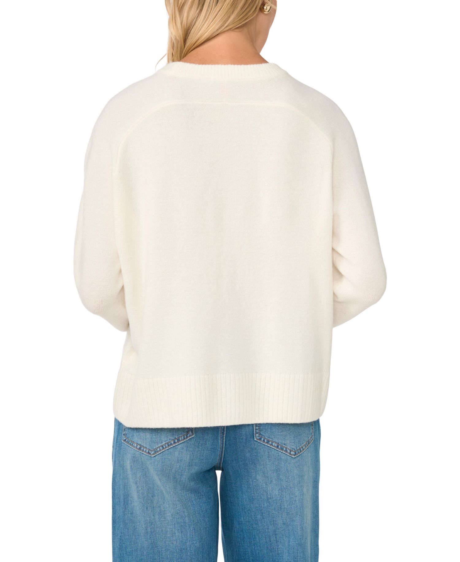 Women's Saddle Shoulder Crewneck Loose Long-Sleeve Sweater