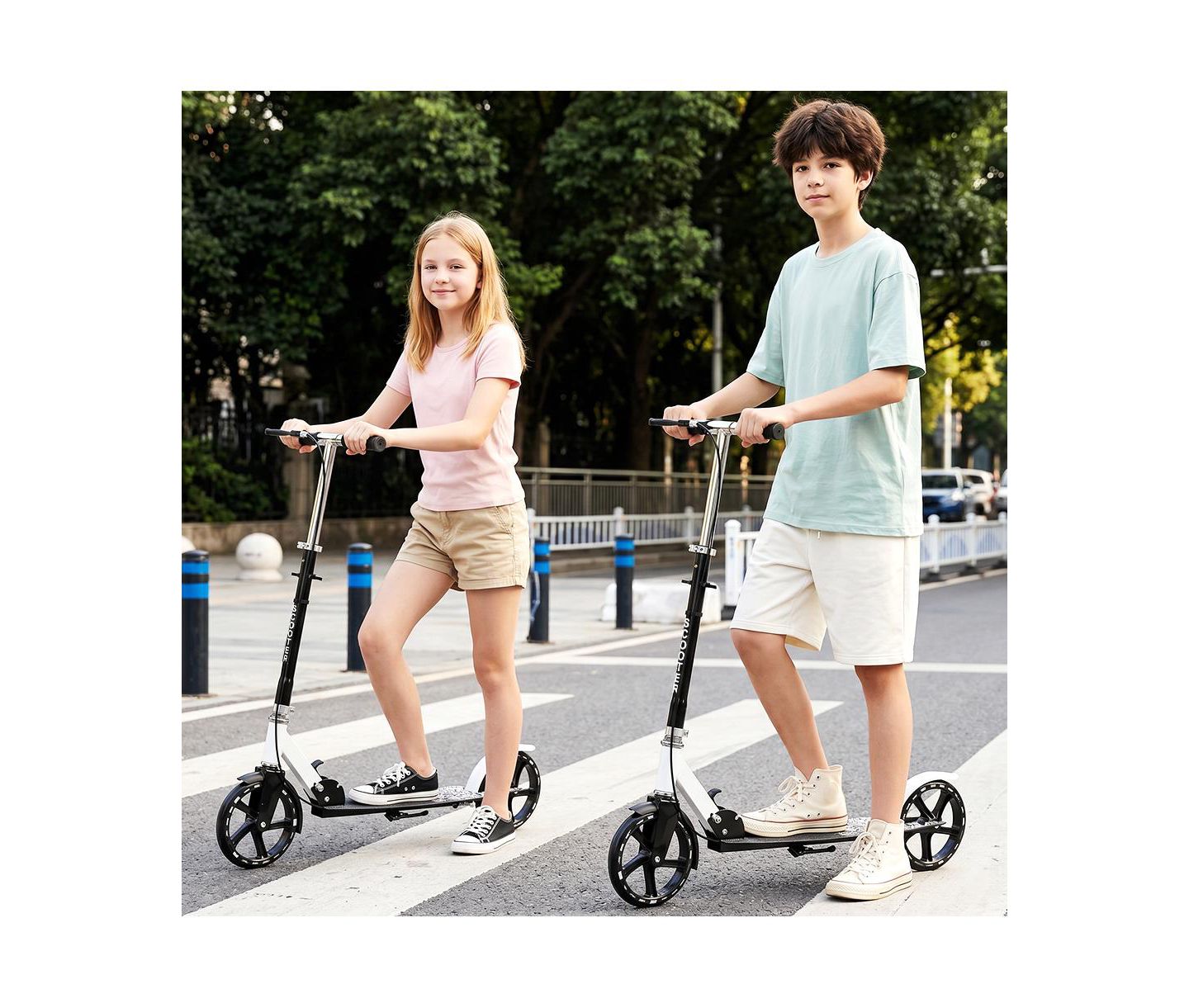 Детская игрушка Bruce & Shark Foldable Kick Scooter with 8" Light-Up Wheels and Dual Brakes, 330 lb Capacity, Ages 3+, цвет: Чёрный — фото 2