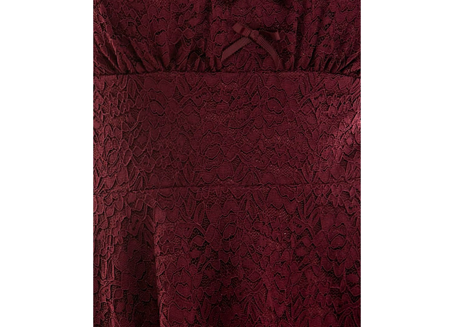 Juniors' Square Neck Lace Bow Detail Fit & Flare Dress