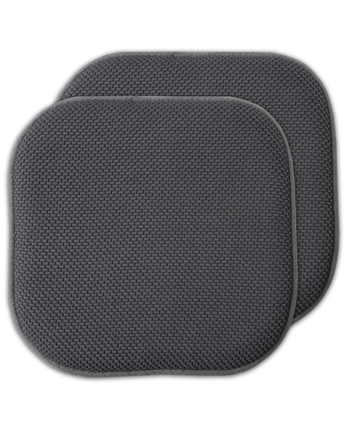 Gnuadz 2-Piece Memory Foam Office Chair Cushion Set - Non-Slip Rubber Base - Charcoal gray