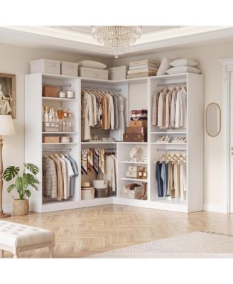 Corner Closet Organizer Set of 3 with 6 Hanging Rods and 8 Shelves