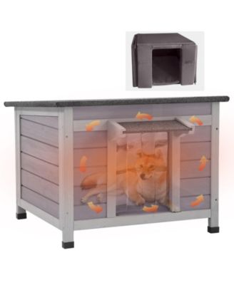 Insulated Cat House Wooden Cat Shelter with Waterproof Roof and Soft Liner