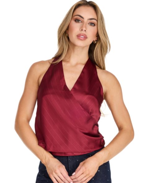 Женский топ Kittenish Vivienne V-Neck Striped-Satin, цвет: Красный