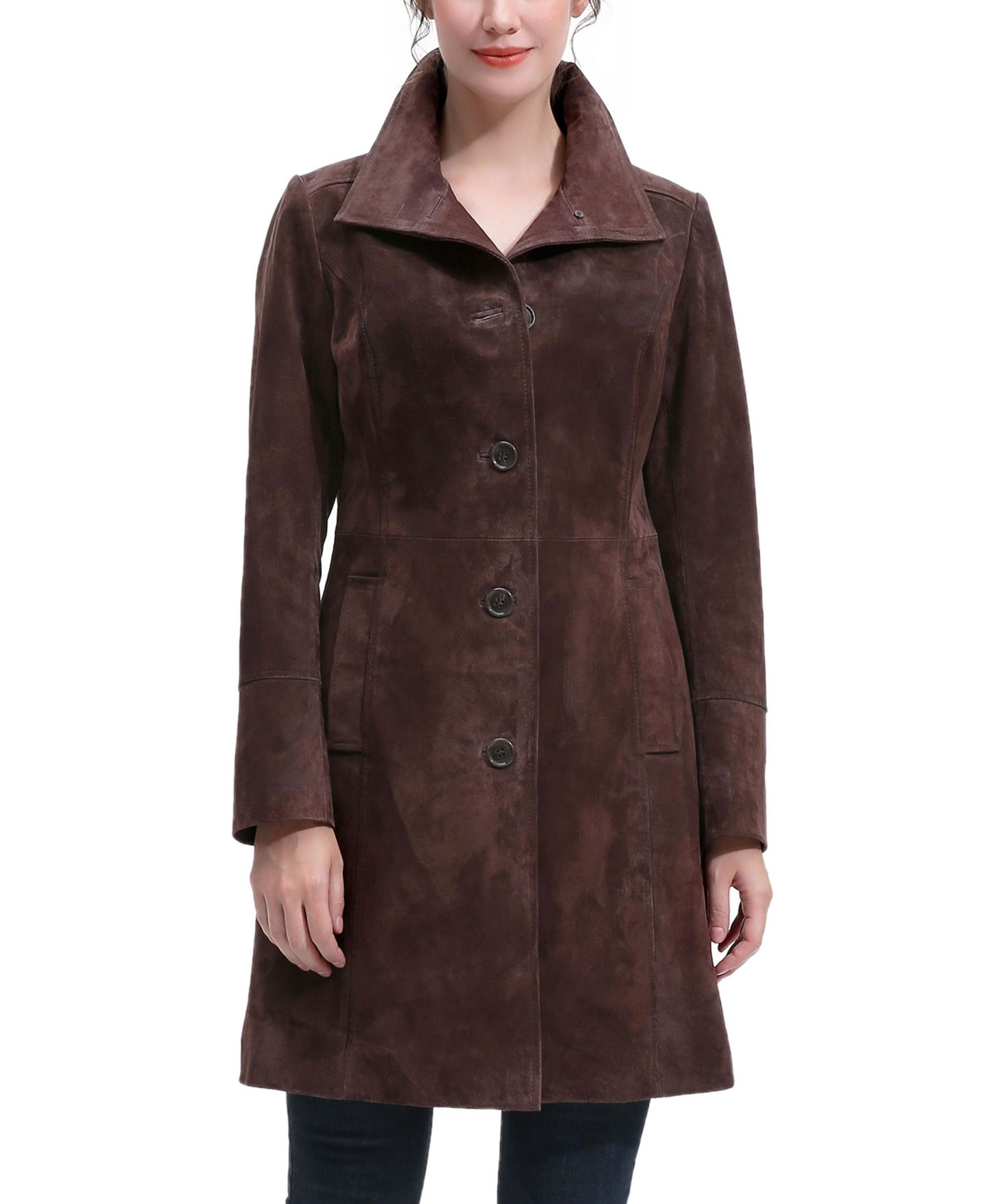 Женское пальто BGSD Kira Suede Leather A-Line, цвет: Коричневый — фото 1