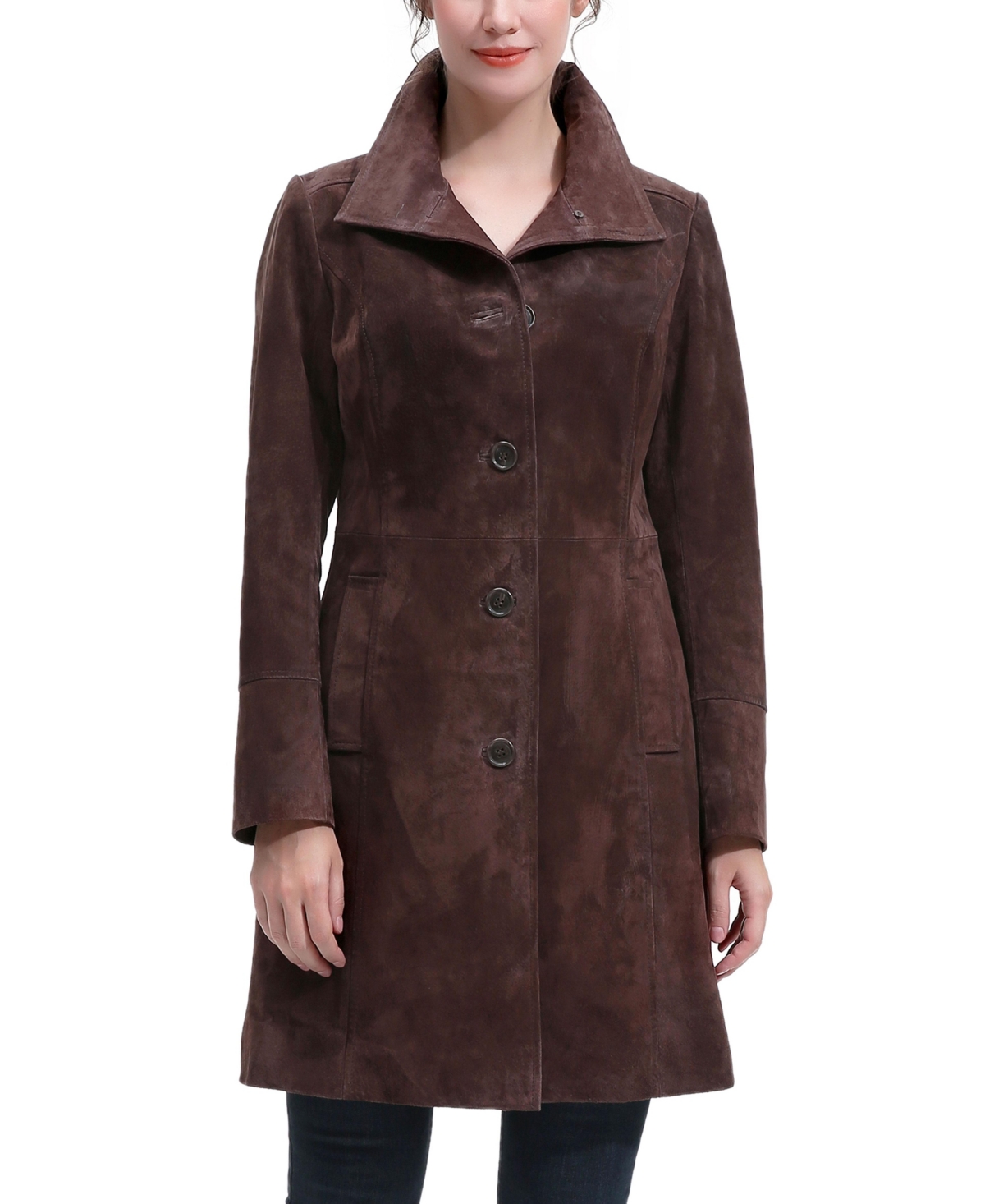 Bgsd Women's Kira Suede Leather A-Line Coat - Brown