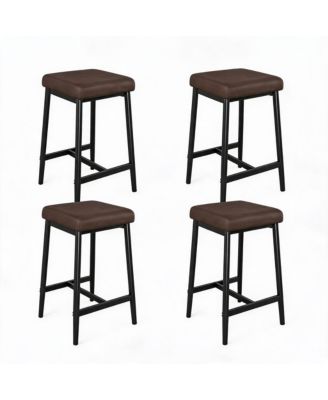 Counter Height Bar Stools Set of 4 – 26" Kitchen Backless Stools with Round Padded Seat, Sturdy Metal Frame