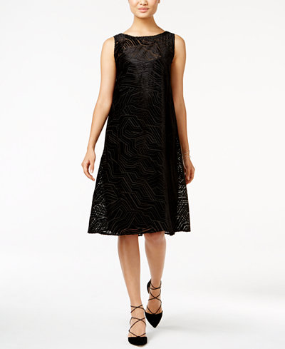 Alfani Velvet Burnout A-Line Dress, Only at Macy's
