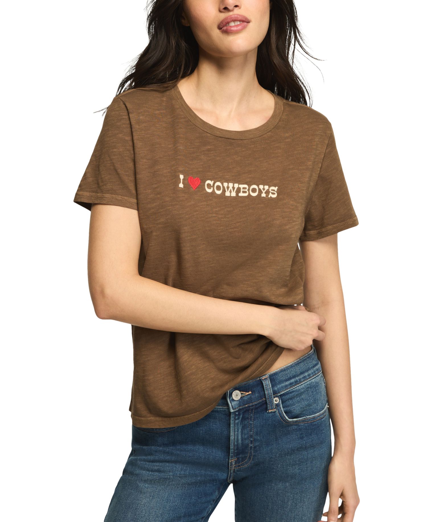 Women's I Heart Cowboys Classic Crewneck Graphic Western T-Shirt