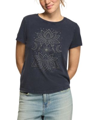Women's Double Lotus Graphic Floral-Print T-Shirt