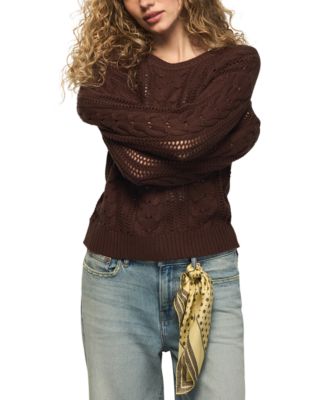 Women's Open Cable Crewneck Sweater