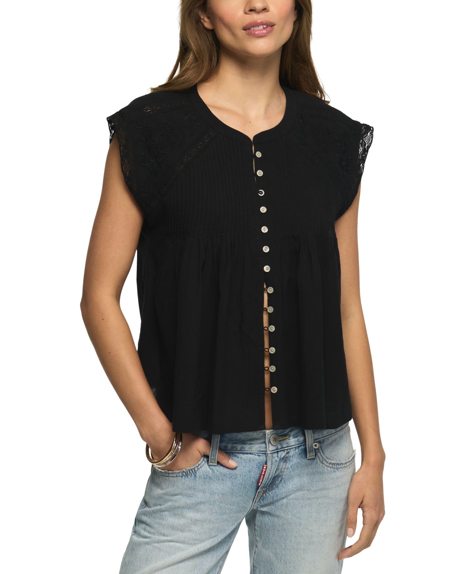 Women's Short-Sleeve Embroidered Blouse