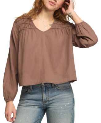 Women's Ruched Floral-Print Peasant Blouse