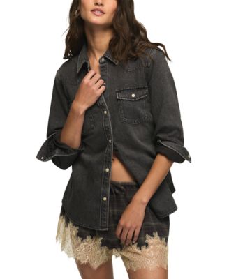 Women's Western Long-Sleeve Snap-Button Denim Shirt