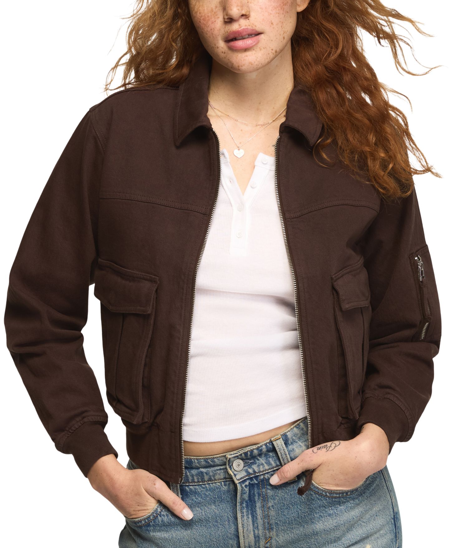 Женская куртка Lucky Brand Lucky Legend Fall Zip-Up Bomber, цвет: Шоколадный варёный — фото 1