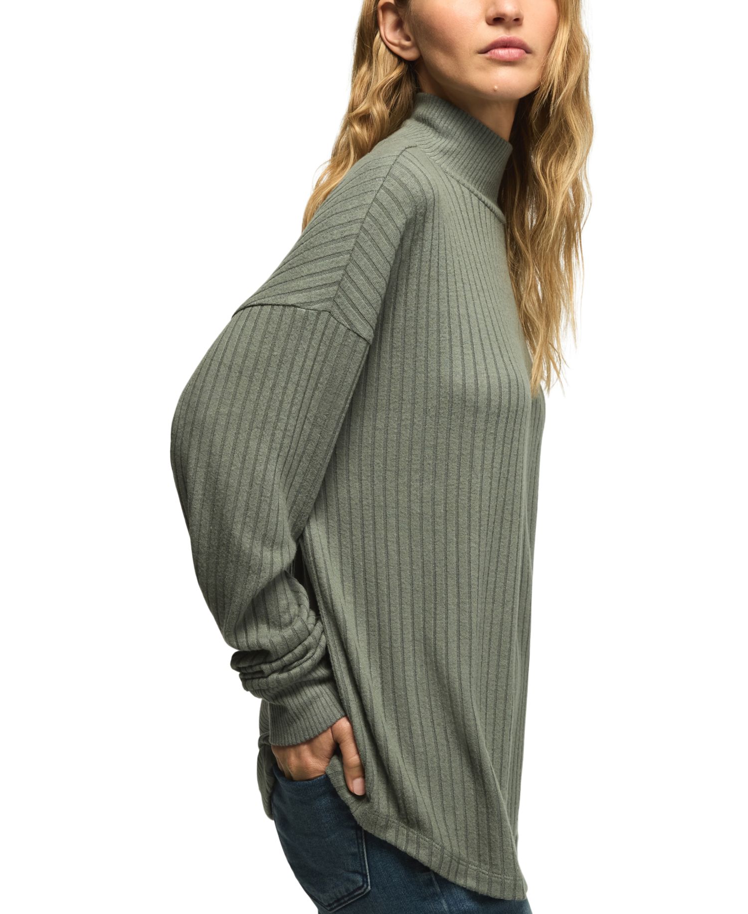 Women's Cloud Long-Sleeve Mock Neck Oversized Top