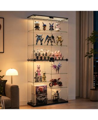8-Tier Glass Display Cabinet: Full-Glass Showcase with RGB Lights