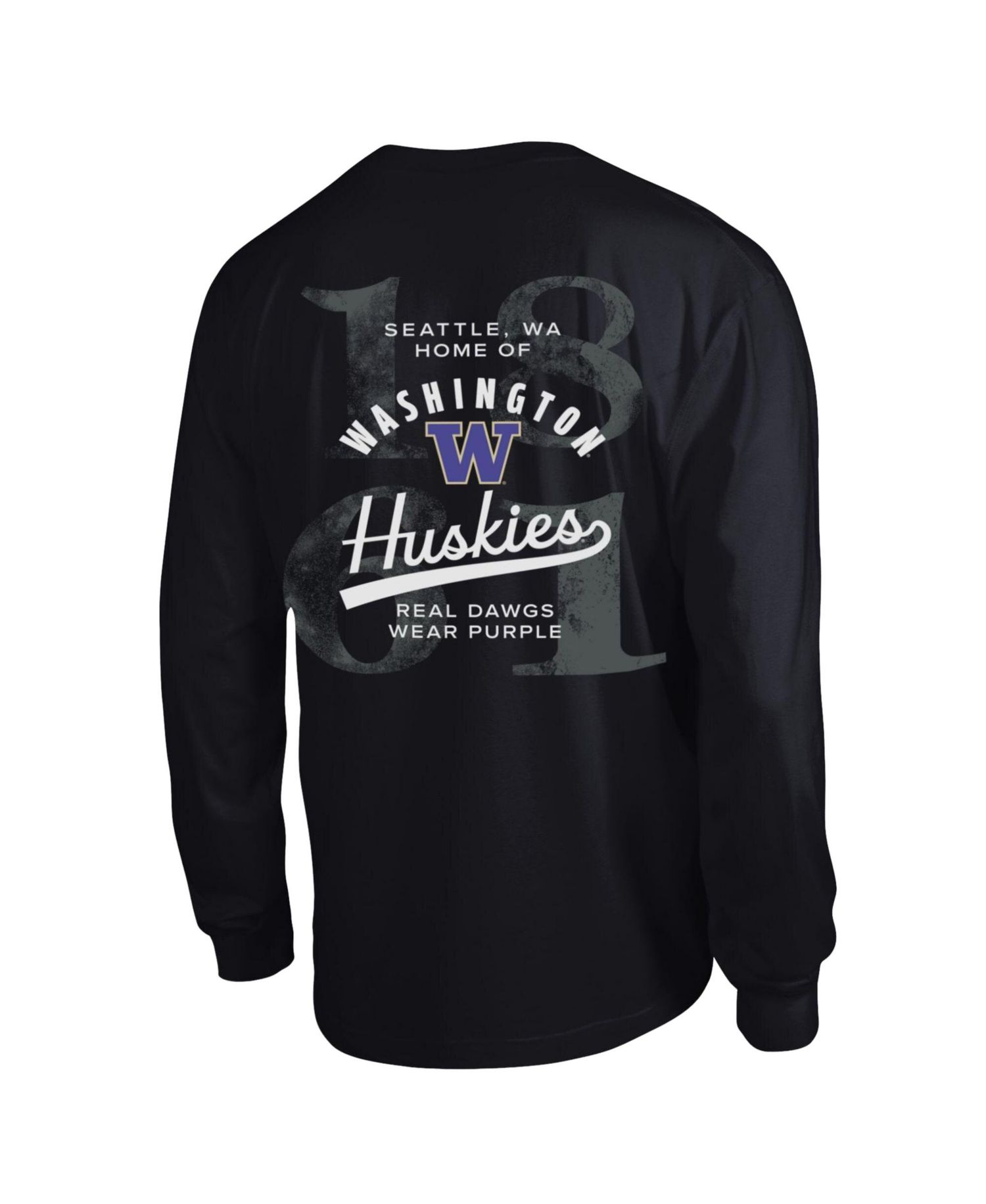 Men's Black Washington Huskies Laminated All-Star Long Sleeve T-Shirt