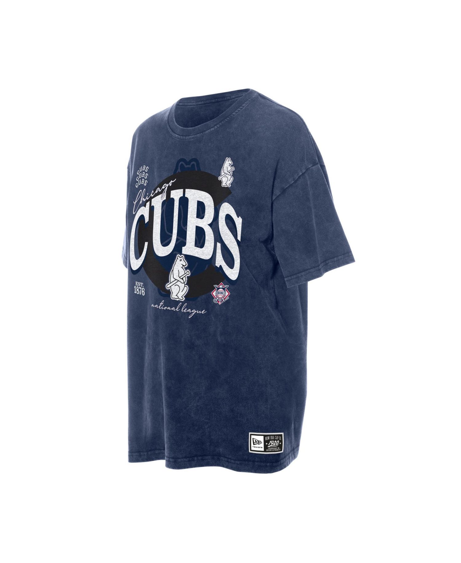 Women's Navy Chicago Cubs Throwback Mineral Wash Boyfriend T-Shirt