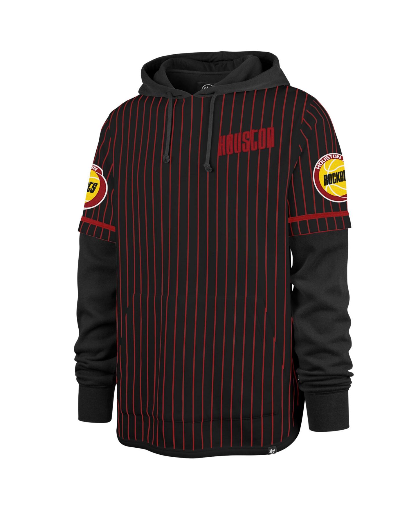 Мужское худи '47 Brand Black Houston Rockets Throwback Pinstripe Double Header — фото 3
