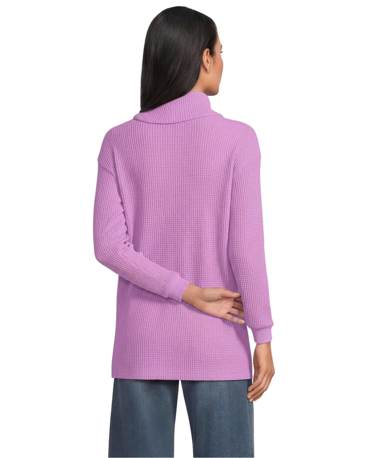 Women's Long Sleeve Waffle Cowl Neck Tunic