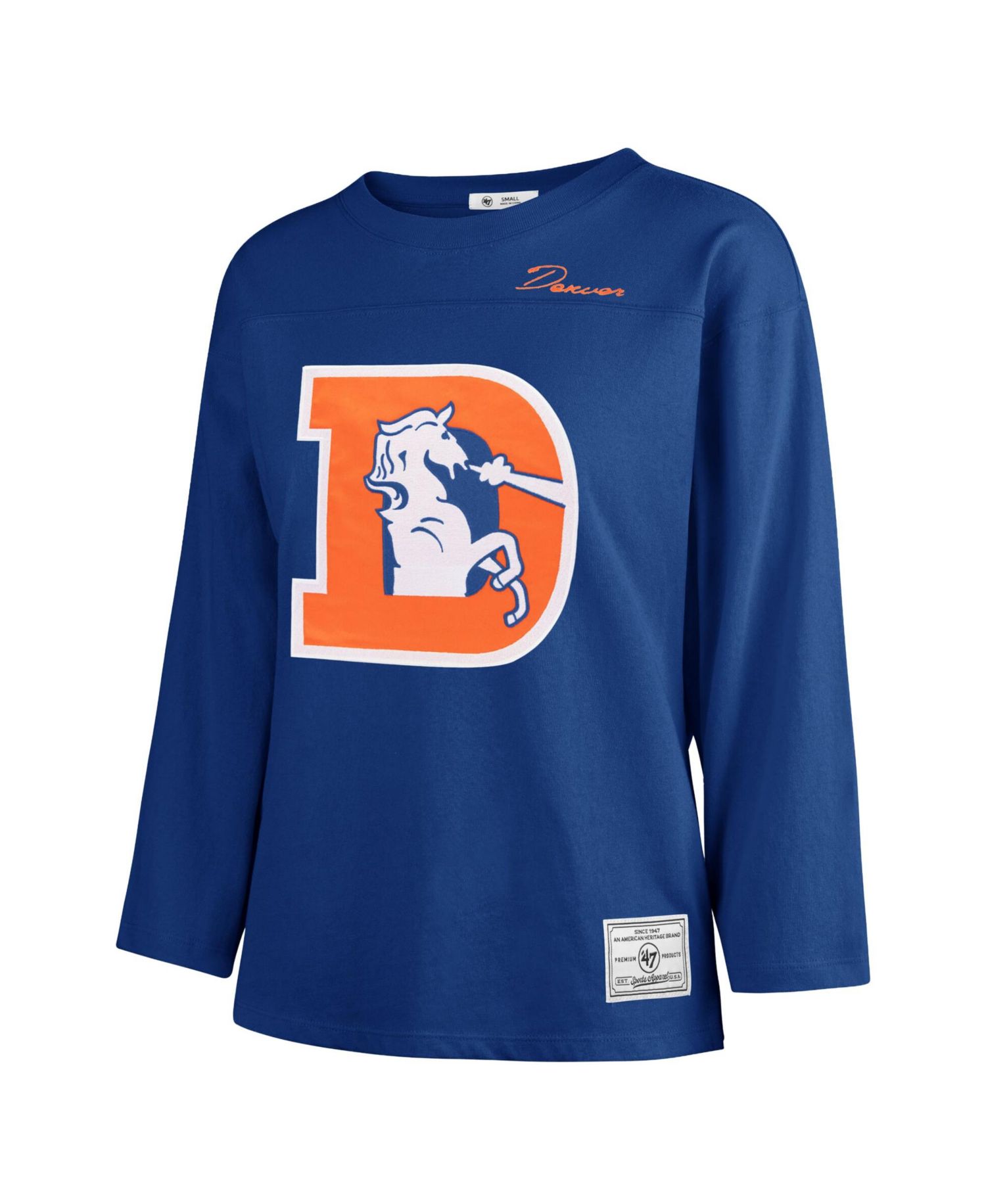 Women's '47 Royal Denver Broncos Game Nod Timeless Long Sleeve T-Shirt