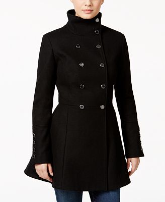 Calvin Klein Double-Breasted Wool-Blend Skirted Swing Coat - Coats ...