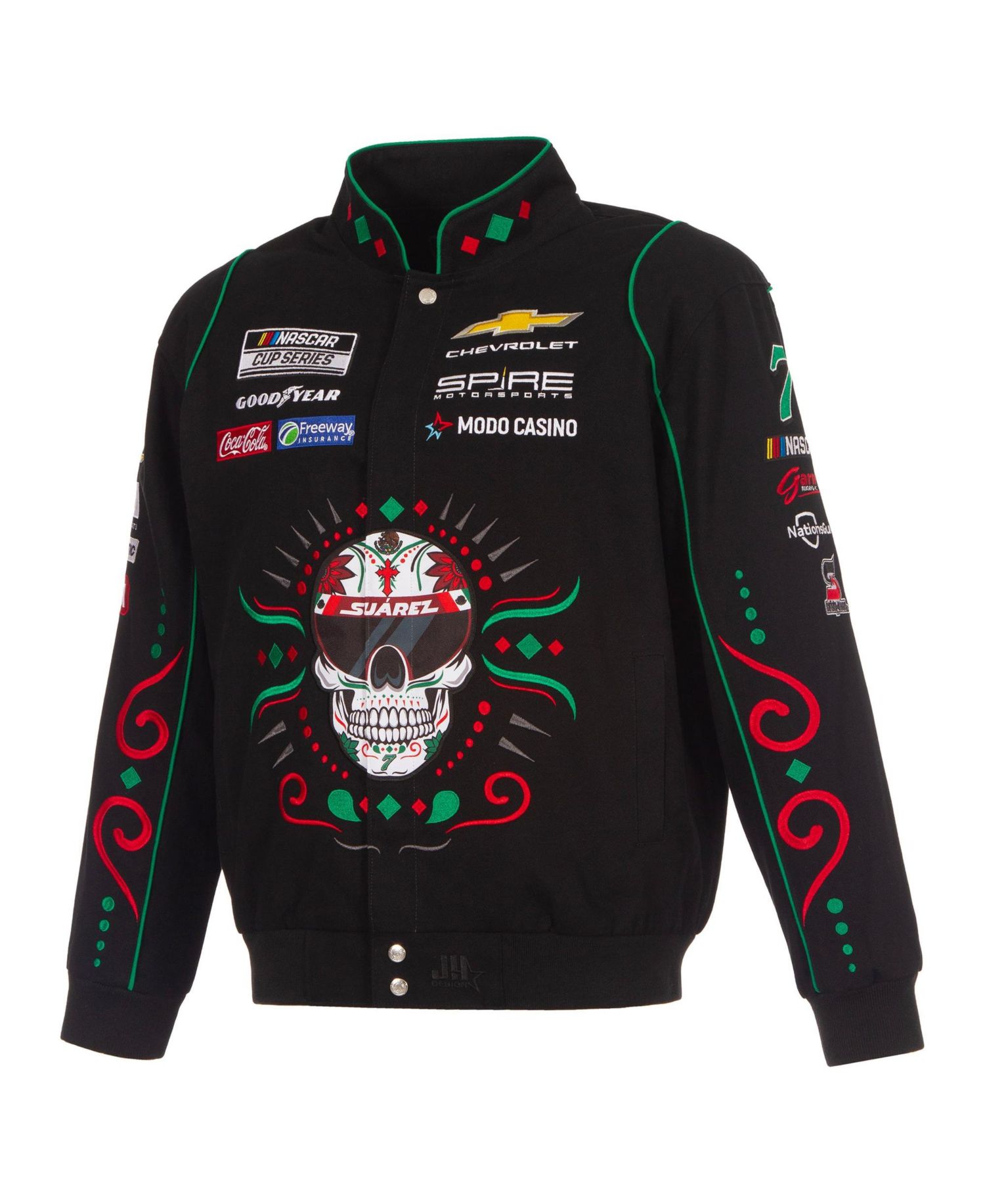 Men's Black Daniel Suarez 2026 Sugar Skull Full-Snap Twill Racing Jacket