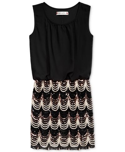 Crystal Doll Scalloped Sequin Party Dress, Big Girls (7-16)