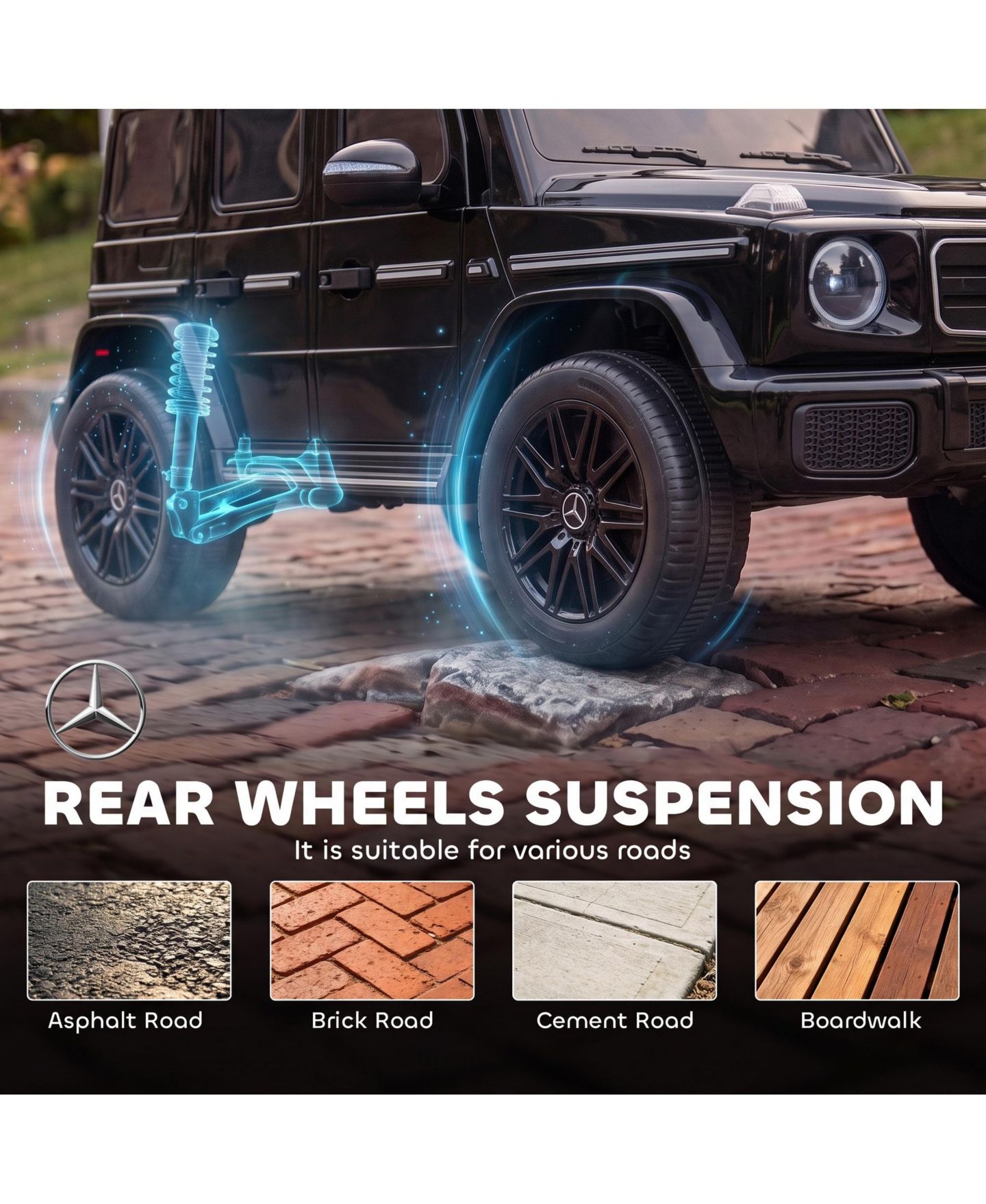 Детская игрушка Qaba Licensed Mercedes-Benz G580 12V Remote Control Ride-On Car, 66 lbs Capacity, 3–8 лет, цвет: Чёрный — фото 6